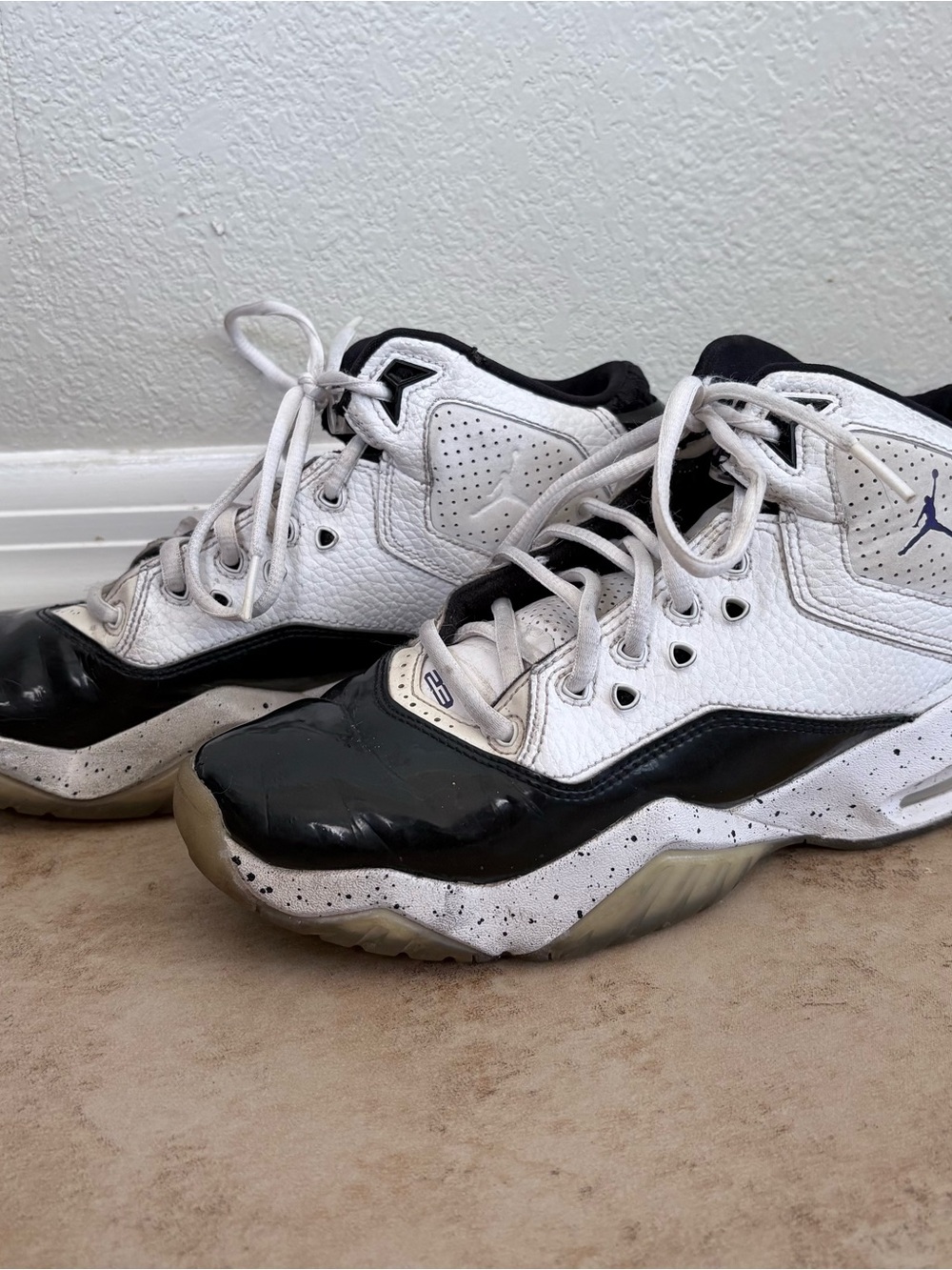 Jordan Kids' White and Black Retro Basketball Sneakers
